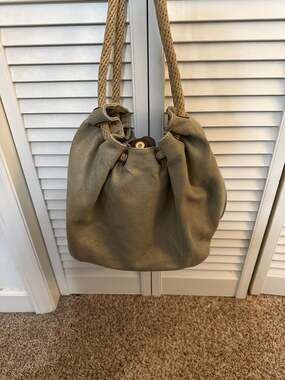 Michael Kors Fulton Canvas Shoulder Tote Large Tan Brown With Gold Tone Hardware